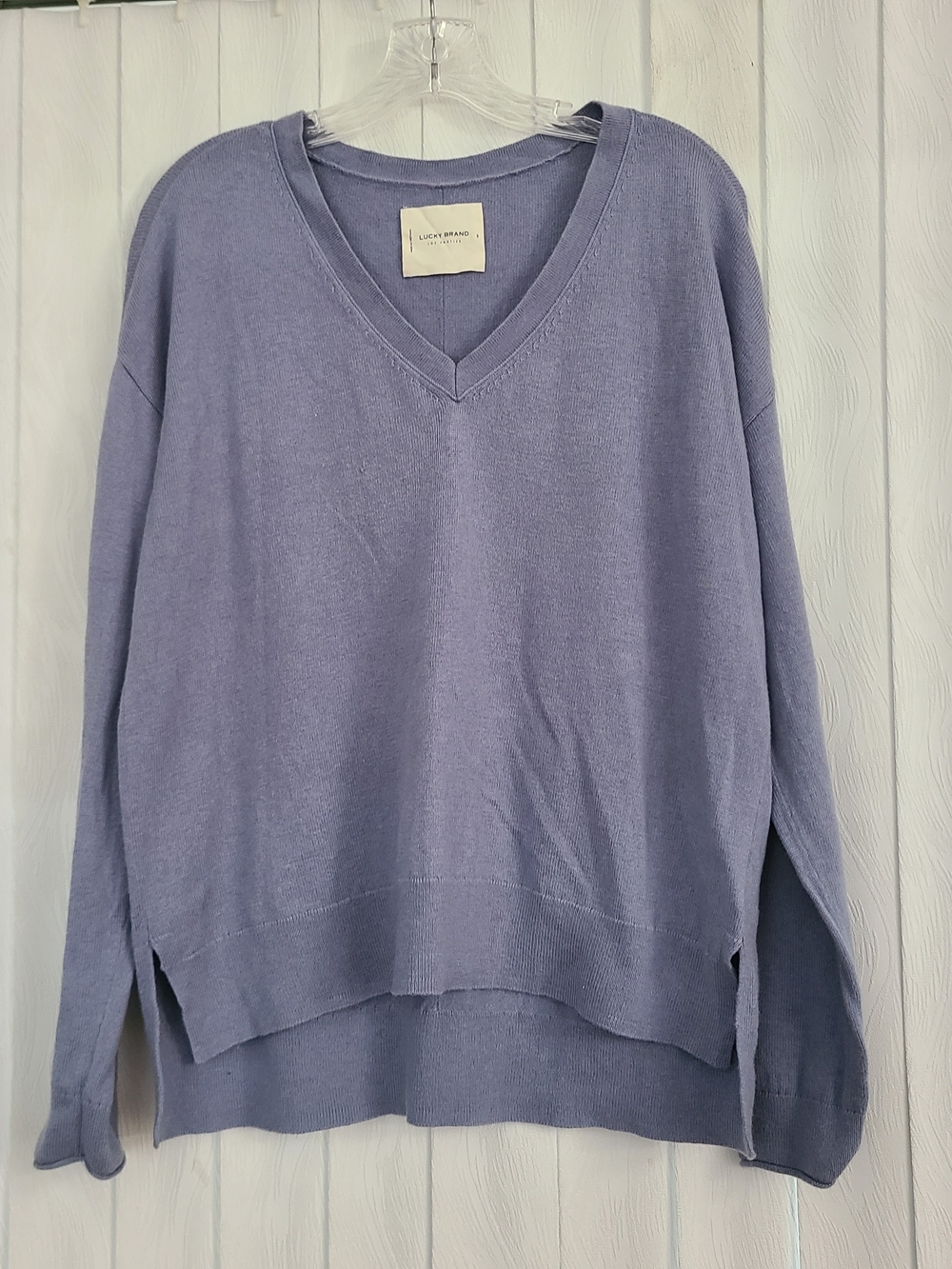 Lucky Brand Sz S Light Blue Oversized Relaxed V Neck Lightweight Casual Sweater